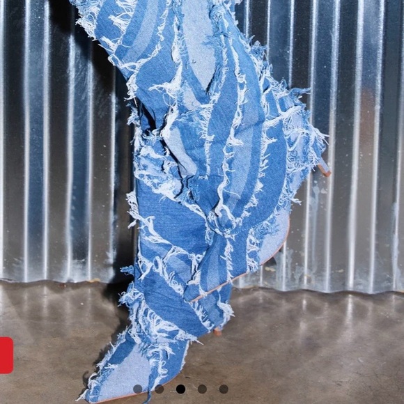 AZALEA WANG FISHER FOLD OVER BOOT IN DENIM - Picture 2 of 2